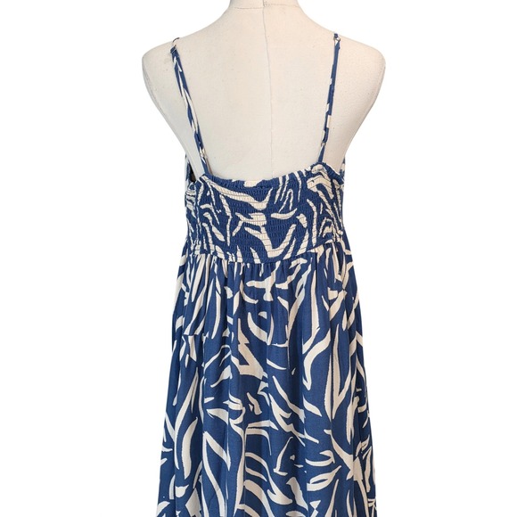 Goa Beachwear by Japna Maxi Dress Womens Medium Blue White Abstract Excellent - Picture 7 of 8